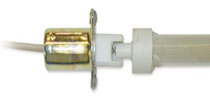 Satin quartz tube with a quick disconnect type terminal and matching spring socket